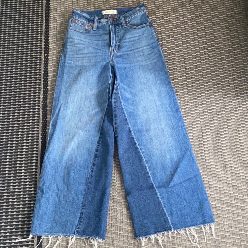 Madewell Wide Leg Pieced Denim Crop Jean